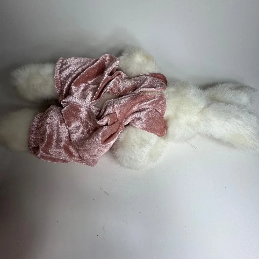 Ty Attic Treasures White Bunny Rabbit Sara Plush Pink Velvet Rose 1993 Vintage‎